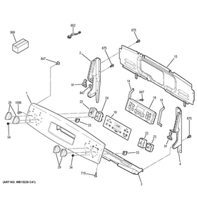 Control Panel Diagram and Parts List for JB630DF5WW  General Electric Range