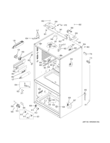 Case Parts Diagram and Parts List for DFE28JMKCES  General Electric Refrigerator