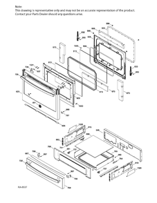 DOOR & DRAWER Diagram and Parts List for JCS860SF3SS  General Electric Range