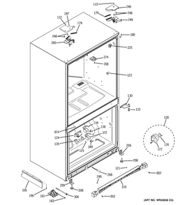Case Parts Diagram and Parts List for PGCS1RKZJSS  General Electric Refrigerator