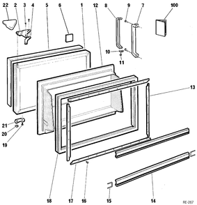 FREEZER DOOR Diagram and Parts List for VL15JYPL-5  General Electric Refrigerator