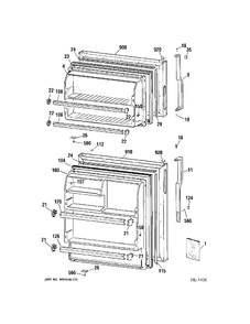 DOORS Diagram and Parts List for CTS18ABMFRWW  General Electric Refrigerator