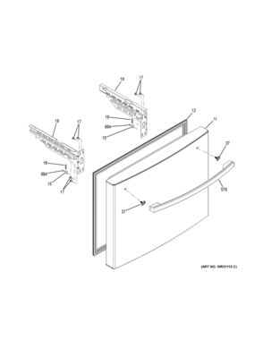 FREEZER DOOR Diagram and Parts List for GFE24JGKFFBB  General Electric Refrigerator