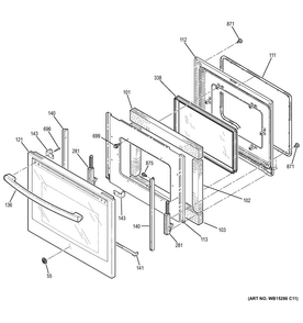 Door Diagram and Parts List for JB745DF3WW  General Electric Range
