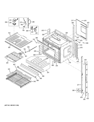 Upper Oven Diagram and Parts List for PT7550DF9WW  General Electric Wall Oven