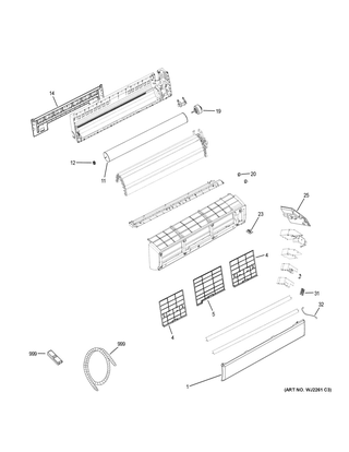 Room Air Conditioner Diagram and Parts List for HSU24VCK-G  General Electric Air Conditioner