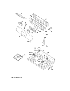 Control Panel And Cooktop Diagram and Parts List for XGB635DEK4BB  General Electric Range