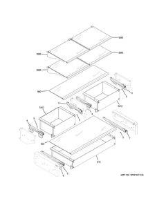 Fresh Food Shelves Diagram and Parts List for ZIPS360NNBSS  General Electric Refrigerator