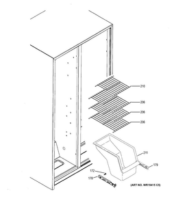 Freezer Shelves Diagram and Parts List for GSE25ETHDBB  General Electric Refrigerator
