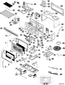 BODY PARTS Diagram and Parts List for JVM1660SBC01  General Electric Microwave