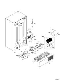 SEALED SYSTEM & MOTHERBOARD Diagram and Parts List for GSRS5KLZDFSS  General Electric Refrigerator
