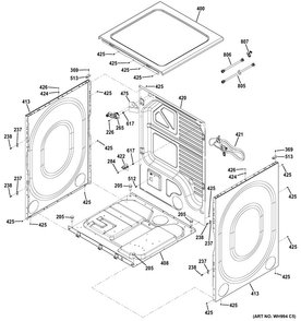 Cabint & Top Panel Diagram and Parts List for GFDR270GH0WW  General Electric Dryer