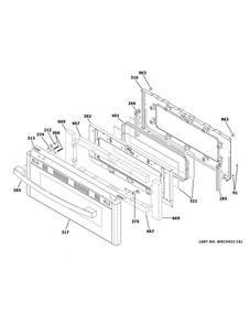 Upper Door Diagram and Parts List for JGBS86SP2SS  General Electric Range