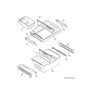 Freezer Shelves Diagram and Parts List for GDE21EGKXRWW  General Electric Refrigerator