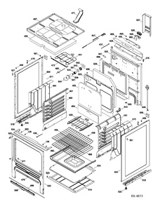 CABINET Diagram and Parts List for JCBS650ST1WW  General Electric Range