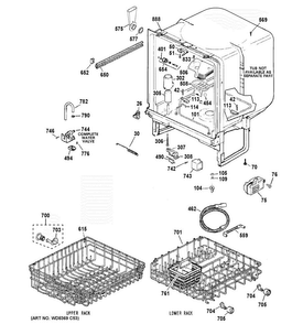 Body Parts Diagram and Parts List for GSD2100V45CC  General Electric Dishwasher
