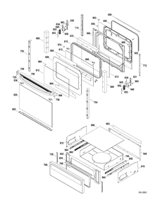 DOOR-DRAWER Diagram and Parts List for JCBP81DP2BB  General Electric Range
