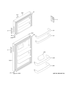 Doors Diagram and Parts List for HPS16BTNMRWW  General Electric Refrigerator