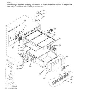 CABINET & SHELVES Diagram and Parts List for ZIFS240HASS  General Electric Refrigerator