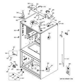Case Parts Diagram and Parts List for PYE23PSDDSS  General Electric Refrigerator