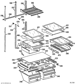 SHELF PARTS Diagram and Parts List for TBX22PRBSRWW  General Electric Refrigerator