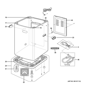 Cabinet Diagram and Parts List for WSLS1500H2WW  General Electric Washer