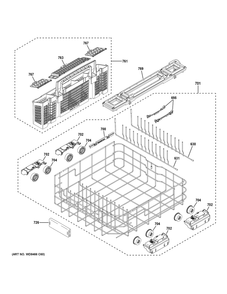 Lower Rack Assembly Diagram and Parts List for PDT785SBNBTS  General Electric Dishwasher