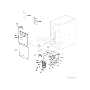Part Location Diagram of 623818-01U GE TOP DOOR C-WIDTH 90% UF BLWR-(