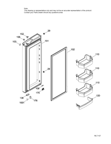 FRESH FOOD DOOR RIGHT Diagram and Parts List for PFE24JMKBKES  General Electric Refrigerator