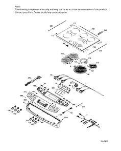 CONTROL PANEL & COOKTOP Diagram and Parts List for PCS940DF2BB  General Electric Range