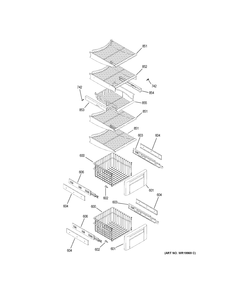 FREEZER SHELVES Diagram and Parts List for ZISB420DRK  General Electric Refrigerator