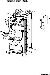 Door Diagram and Parts List for SSD11CGBLWH  Hotpoint Refrigerator