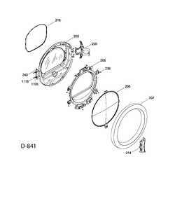 DOOR Diagram and Parts List for GFMN110GD0WW  General Electric Dryer