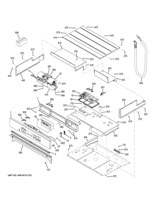 Control Panel Diagram and Parts List for CT9050SH6SS  General Electric Wall Oven