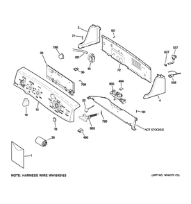 CONTROLS & BACKSPLASH Diagram and Parts List for PTWN6050M1WT  General Electric Washer