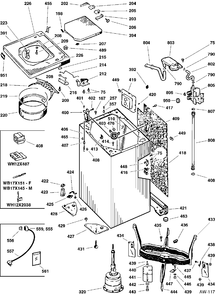 BODY PARTS Diagram and Parts List for YWL3000SALWH  General Electric Washer