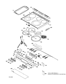 CONTROL PANEL & COOKTOP Diagram and Parts List for CBC980SN3SS  General Electric Range
