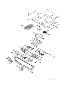 CONTROL PANEL & COOKTOP Diagram and Parts List for PCS968DR2WW  General Electric Range