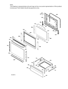 DOOR & DRAWER PARTS Diagram and Parts List for JCBS280DT3WW  General Electric Range