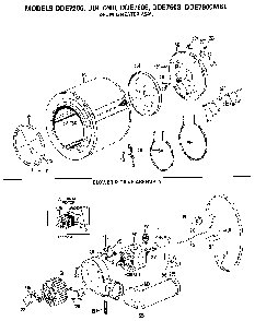 Drum/heater/blower And Drive Diagram and Parts List for DDE7608  General Electric Dryer