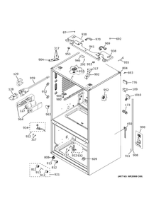 Case Parts Diagram and Parts List for PWE23KYNIFS  General Electric Refrigerator