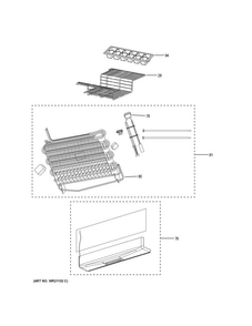 Freezer Section Diagram and Parts List for GPE12FGKBWW  General Electric Refrigerator