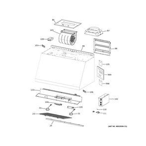 Range Hood 1 Diagram and Parts List for UBW30YIEW1SS  General Electric Range Hood