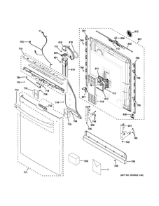 Escutcheon And Door Assembly Diagram and Parts List for PDT755SYRBFS  General Electric Dishwasher