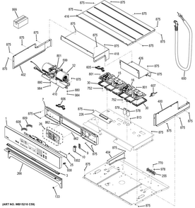 Control Panel Diagram and Parts List for PT9550DF4BB  General Electric Wall Oven