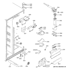 Fresh Food Section Diagram and Parts List for GSS25GGHRCBB  General Electric Refrigerator