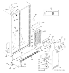 Freezer Section Diagram and Parts List for GSH25JSDDSS  General Electric Refrigerator