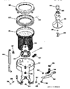 Tub, Basket & Agitator Diagram and Parts List for WCCB2050TAWC  General Electric Washer