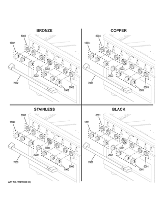 Cafe Customization Diagram and Parts List for CGY366P2M1S1  General Electric Range