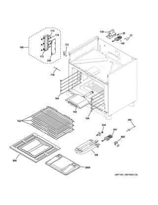 Oven Cavity Parts Diagram and Parts List for CGY366P2M1S1  General Electric Range